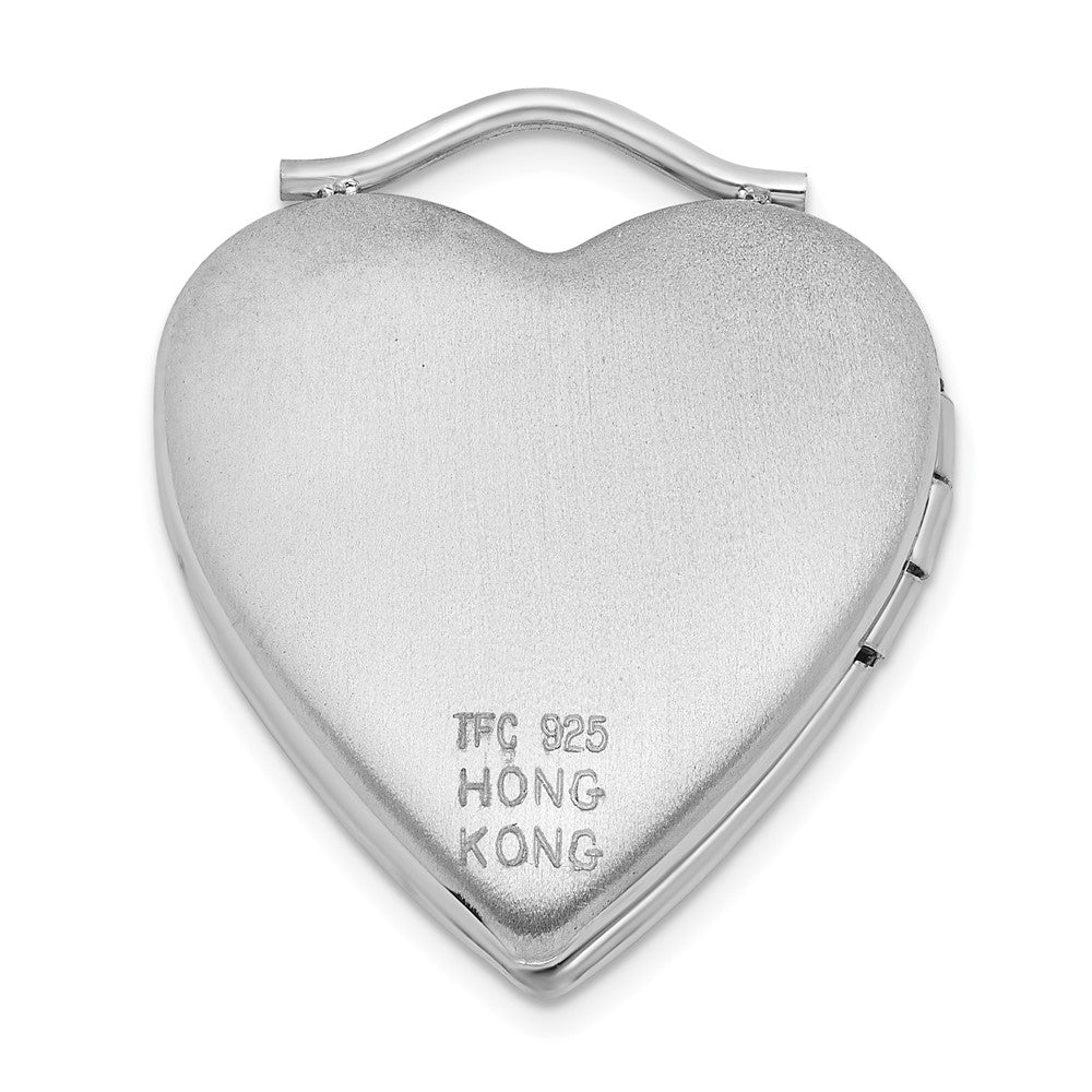 Sterling Silver Diamond-cut Textured & Polished Heart Locket