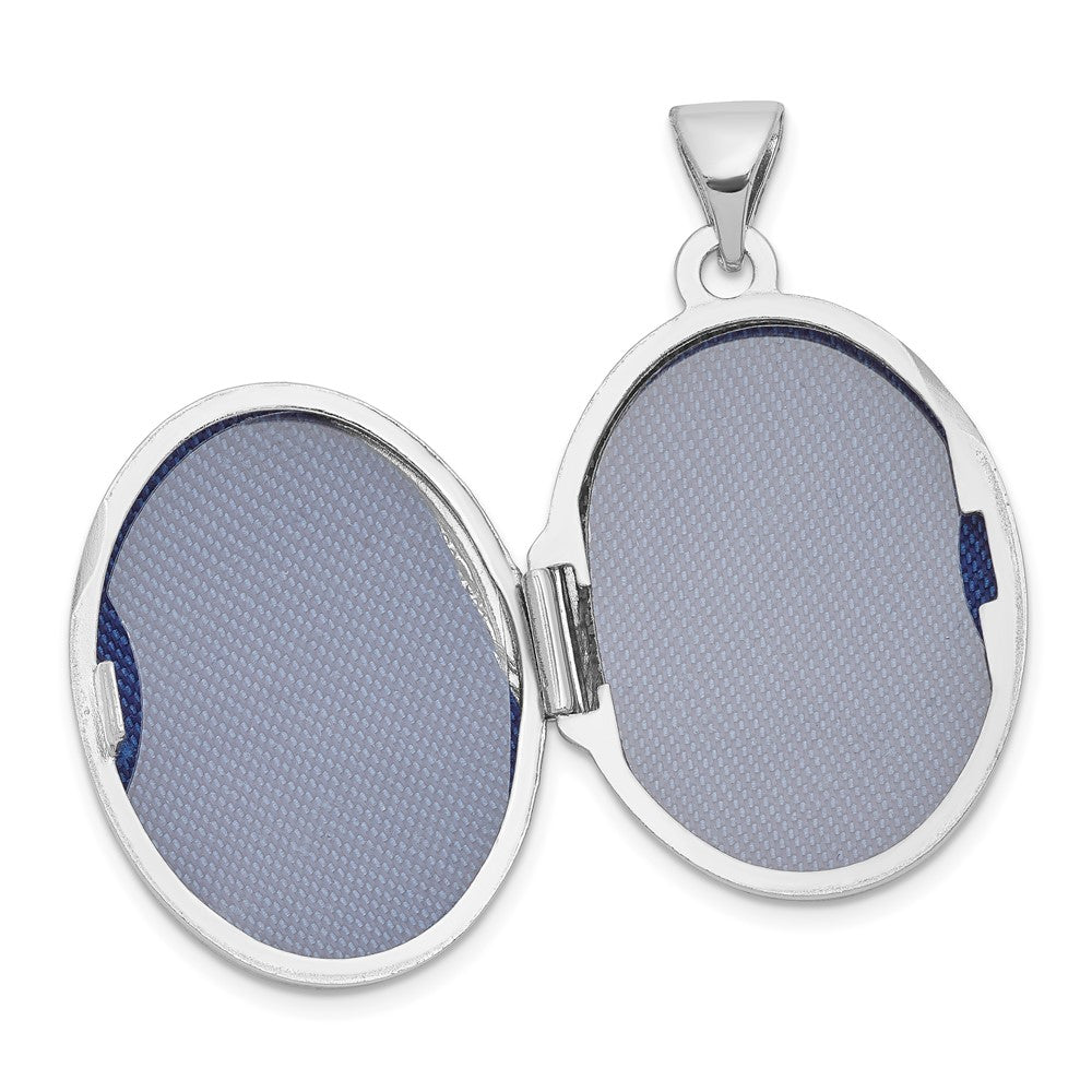 Sterling Silver Rhodium-plated Oval Tree Locket