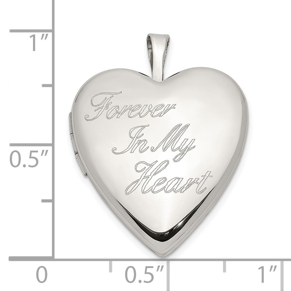 Sterling Silver Rhod-pltd 20mm FOREVER IN MY HEART Heart Locket