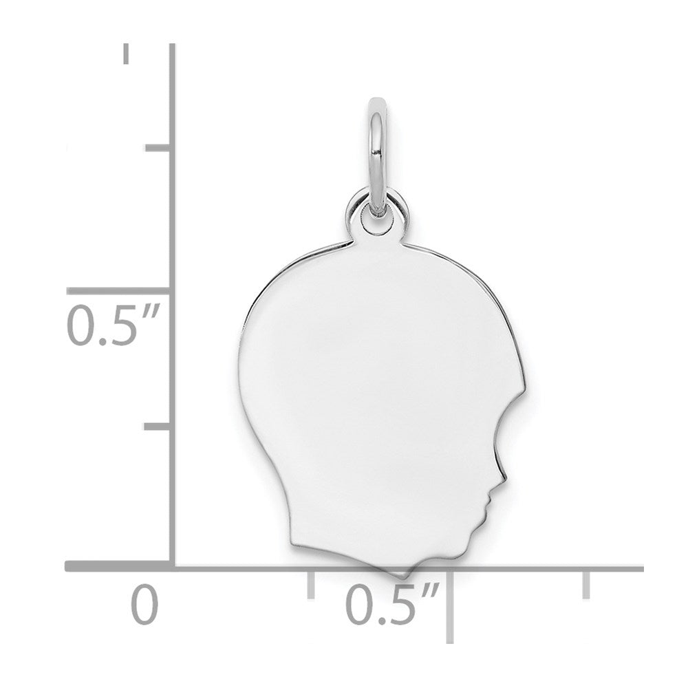 Sterl Silver Rh-plt Engraveable Boy Polished Front/Satin Back Disc Charm