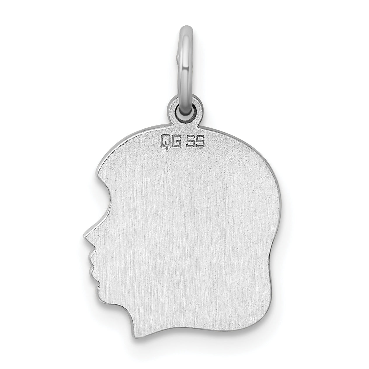 Sterling Silver Rh-plt Engraveable Girl Disc Charm Polish on Front/Back