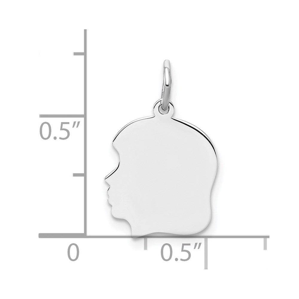 Sterling Silver Rh-plt Engraveable Girl Disc Charm Polish on Front/Back