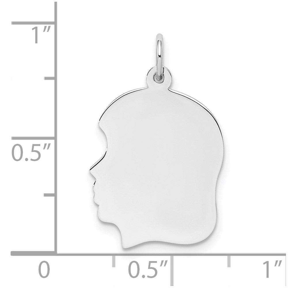 Sterling Silver Rhod-plate Eng. Girl Polished Front/Satin Back Disc Charm