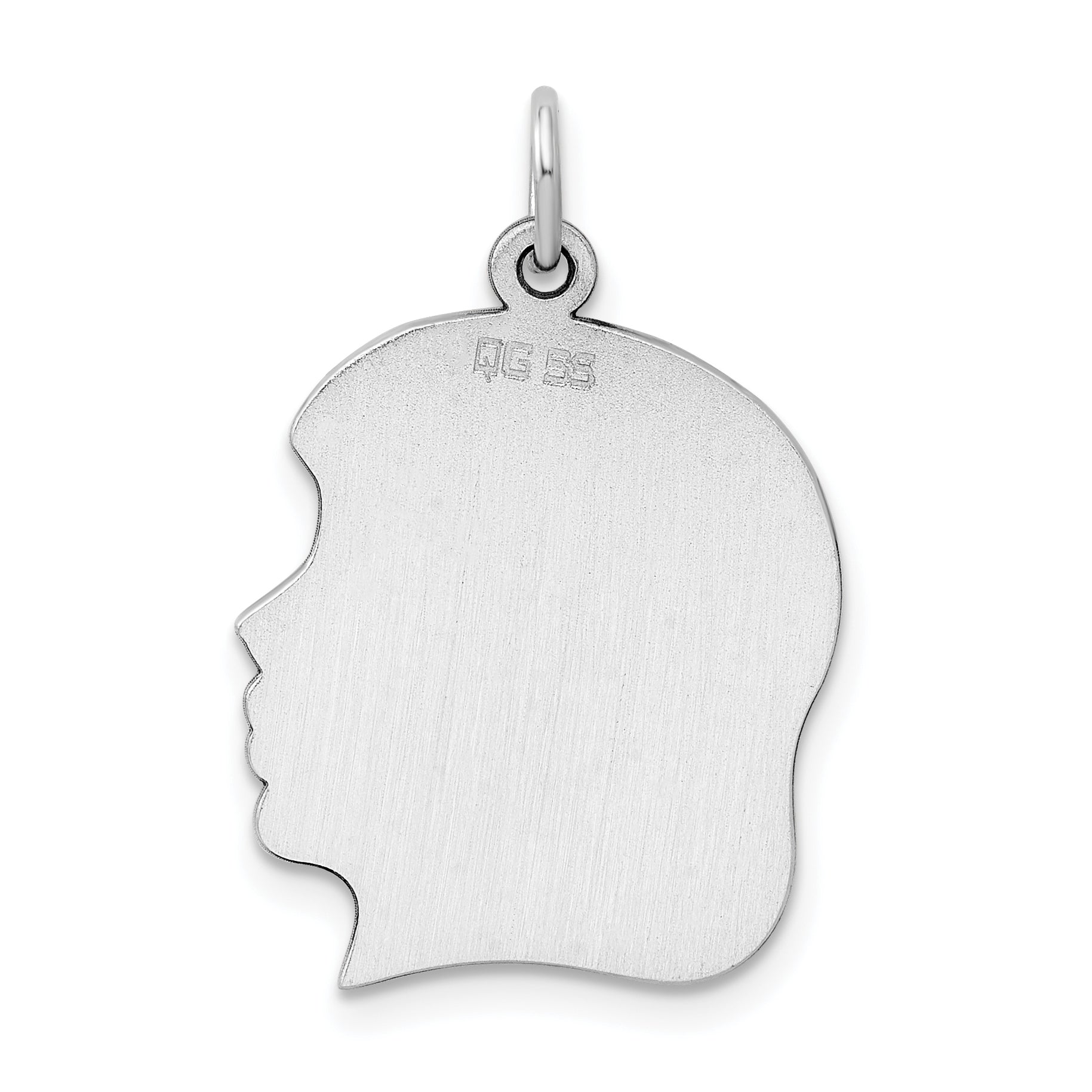 Sterl Silver Rh-plt Engraveable Girl Polished Front/Satin Back Disc Charm