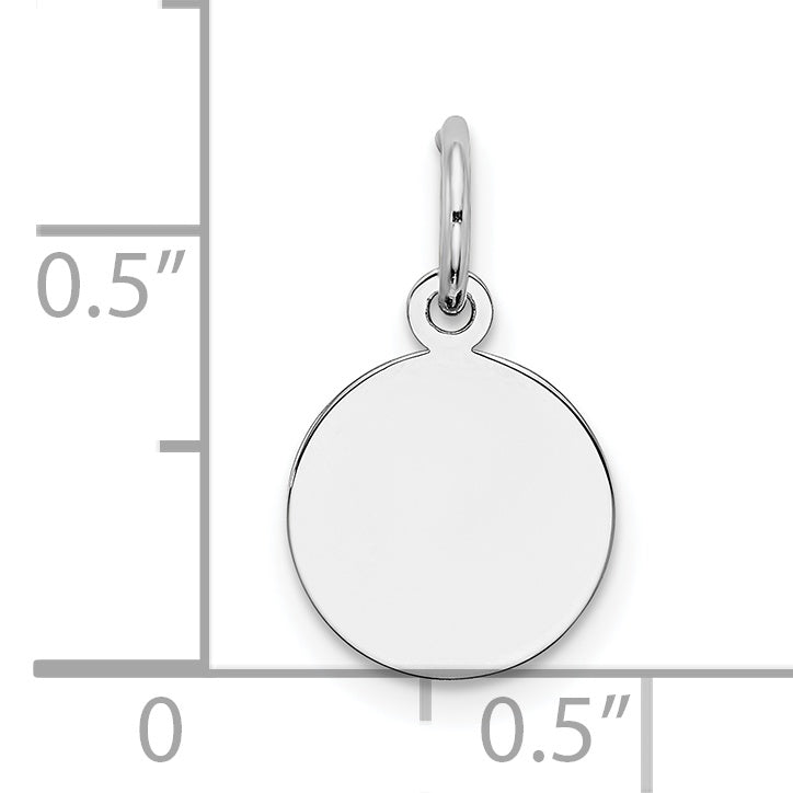 Sterling Silver Rh-plt Engraveable Round Polished Front/Back Disc Charm