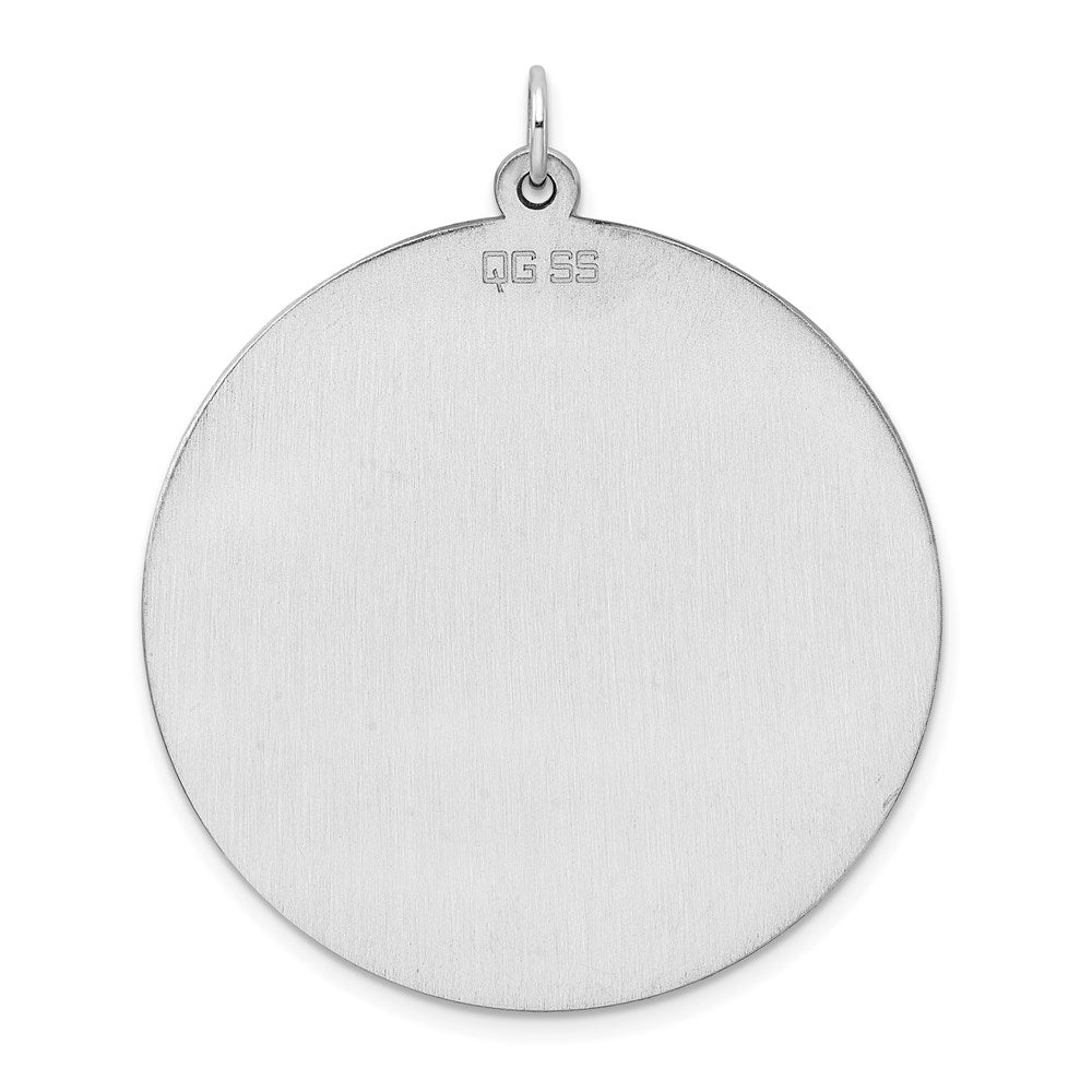 Sterling Silver Rhod-plated Eng. Rnd Polish Front/Satin Back Disc Charm