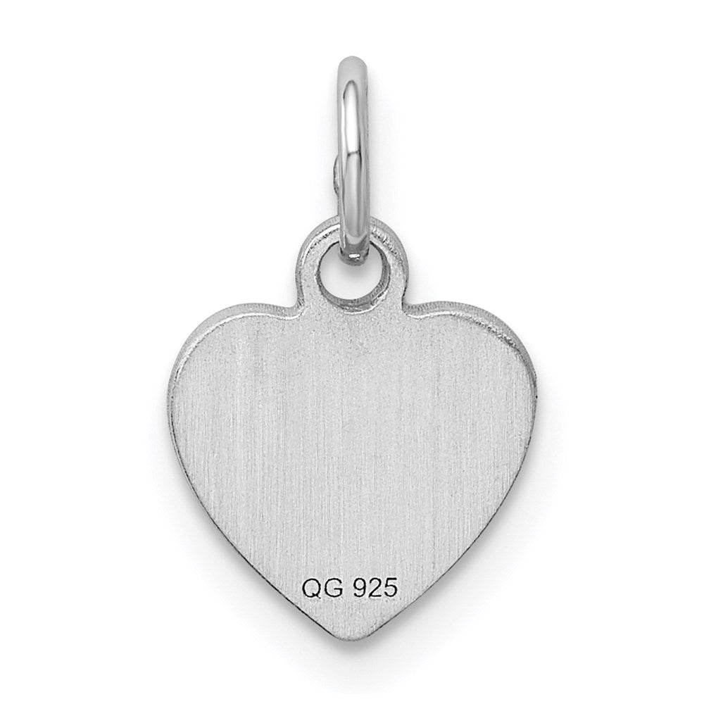 Sterling Silver Rhodium-plated Engraveable Heart Polished Disc Charm