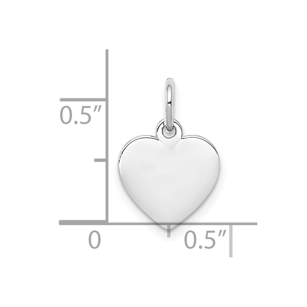 SS Rh-plt Engraveable Heart Polished Front/Satin Back Disc Charm