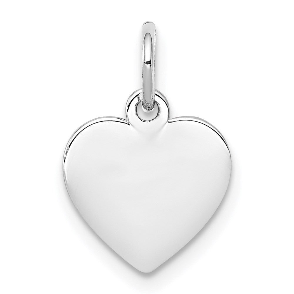 SS Rh-plt Engraveable Heart Polished Front/Satin Back Disc Charm
