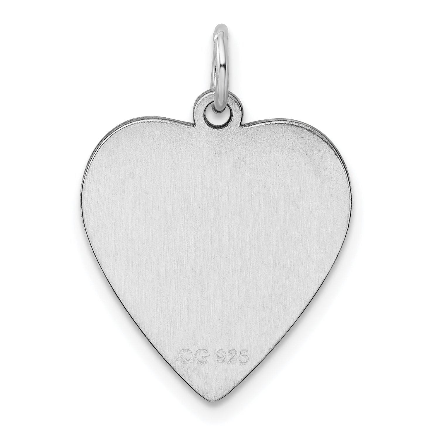 Sterling Silver Rhod-plated Eng. Heart Polish Front/Satin Back Disc Charm