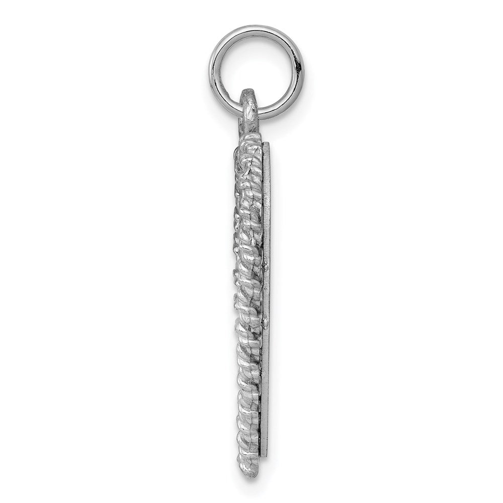 Sterling Silver Rh-plt Engraveable Heart Polished Front/Back Disc Charm