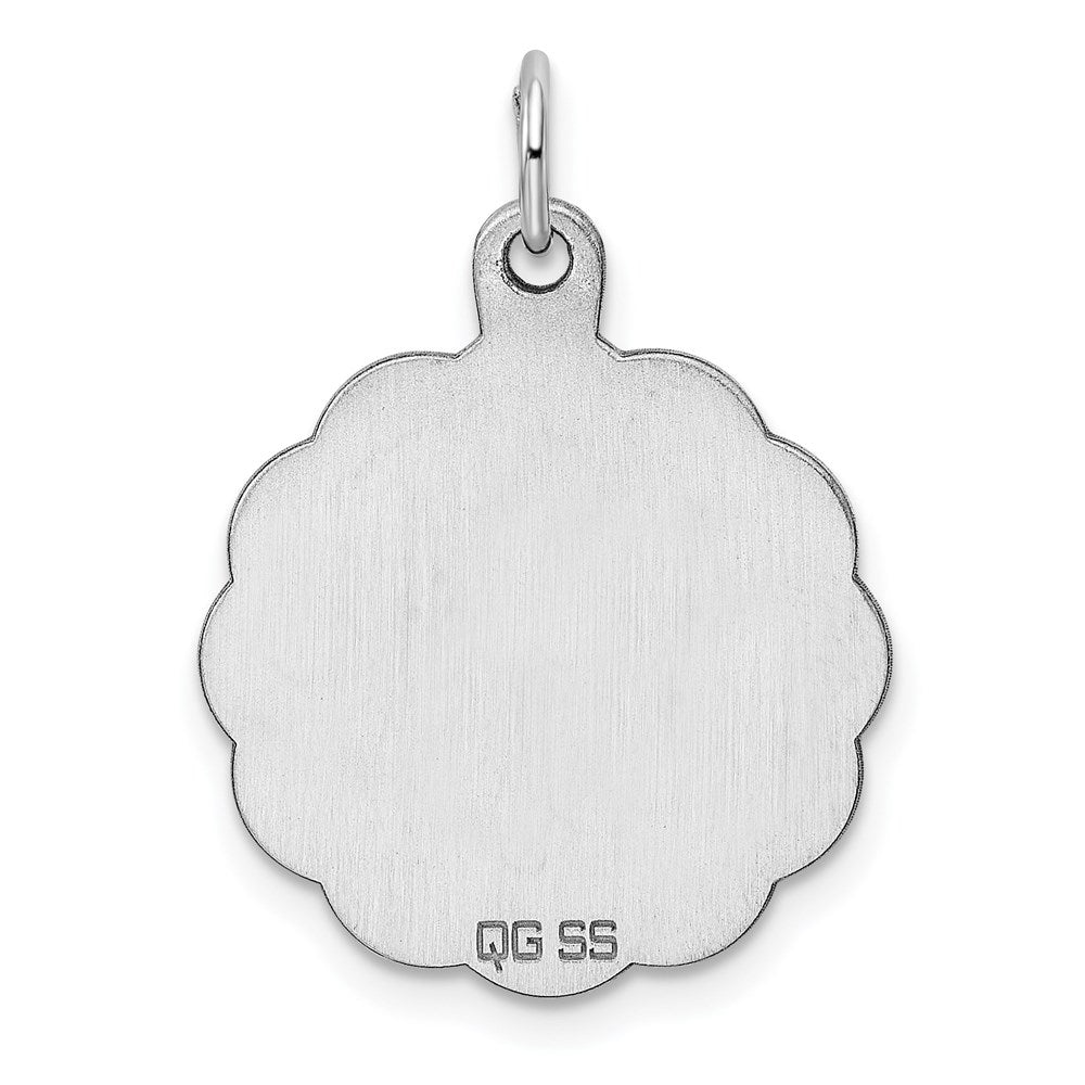 Sterling Silver Rh-plt Engraveable Polished Front/Satin Back Disc Charm