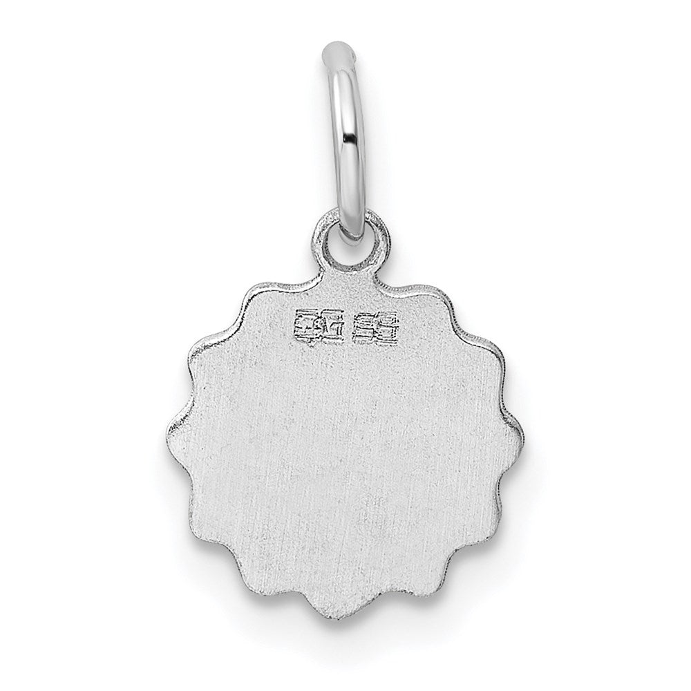 Sterling Silver Rh-plt Engraveable Polished Front/Satin Back Disc Charm