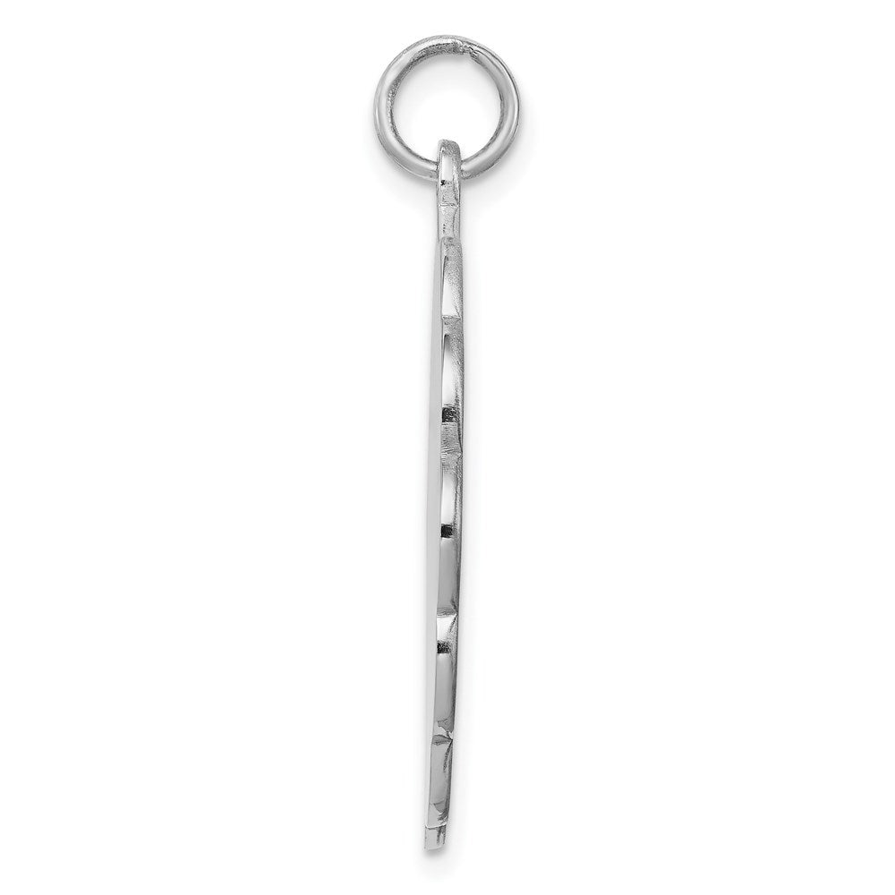 Sterling Silver Rh-plt Engraveable Polished Front/Satin Back Disc Charm