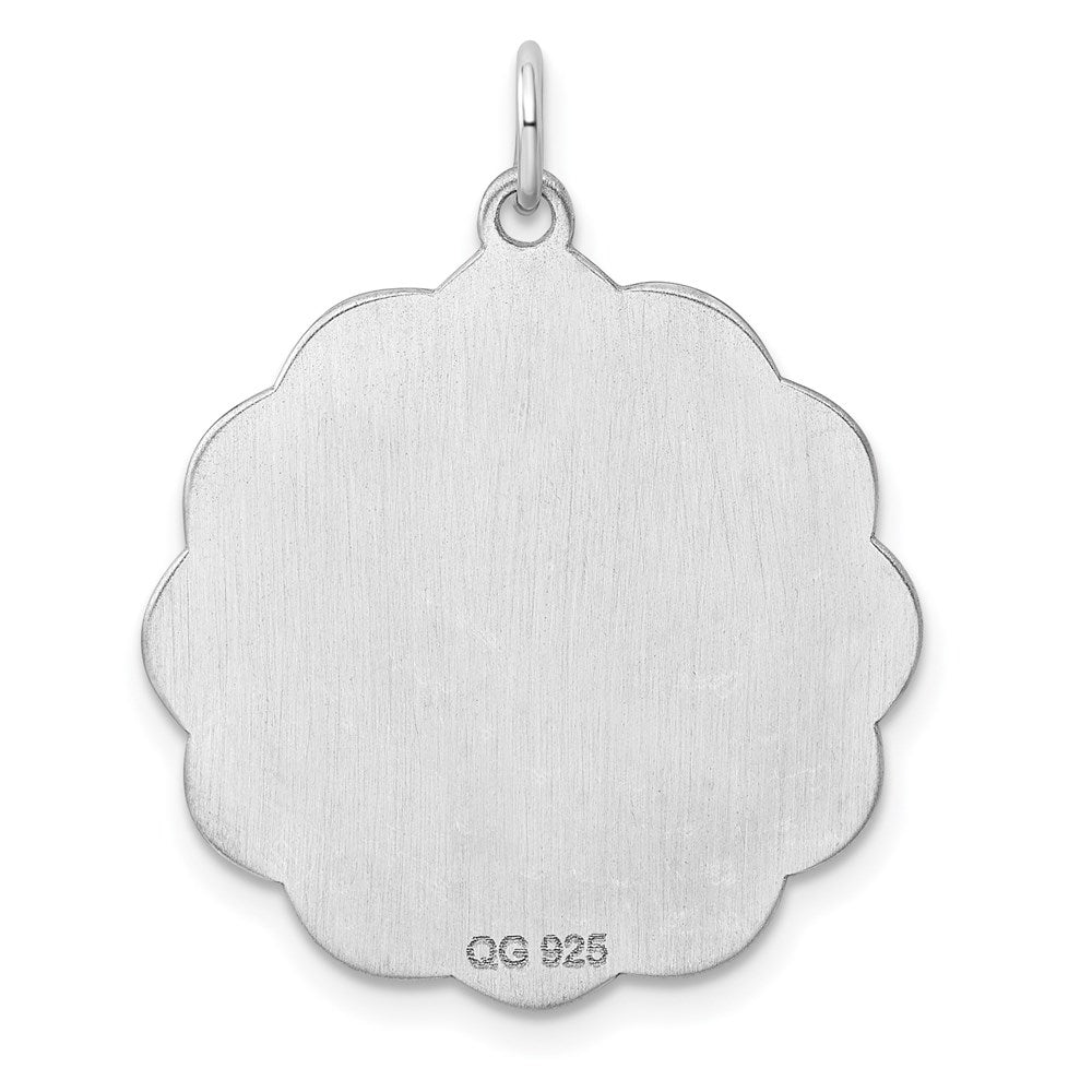 Sterling Silver Rh-plt Engraveable Polished Front/Satin Back Disc Charm
