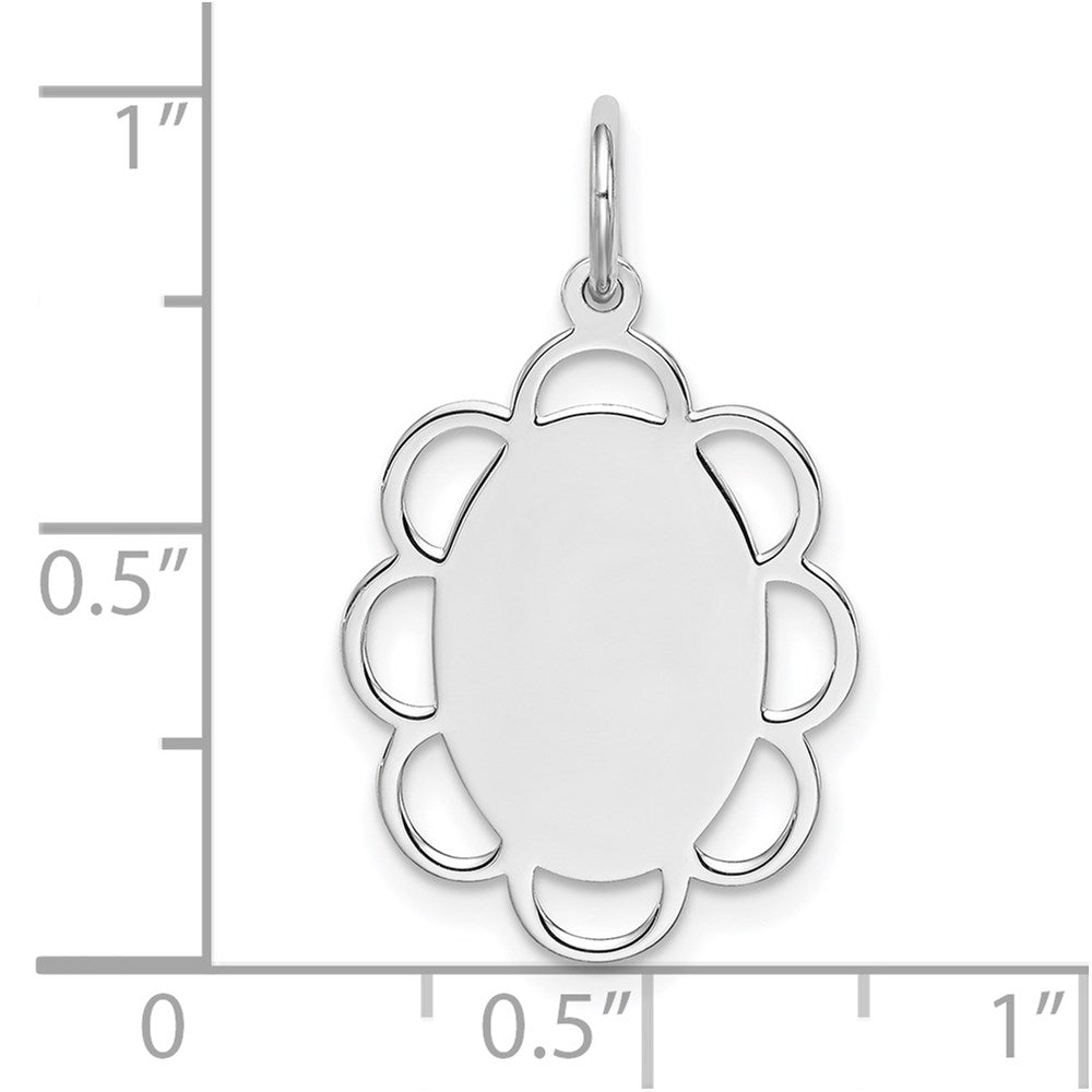 Sterling Silver Rh-plt Engraveable Polished Front/Satin Back Disc Charm