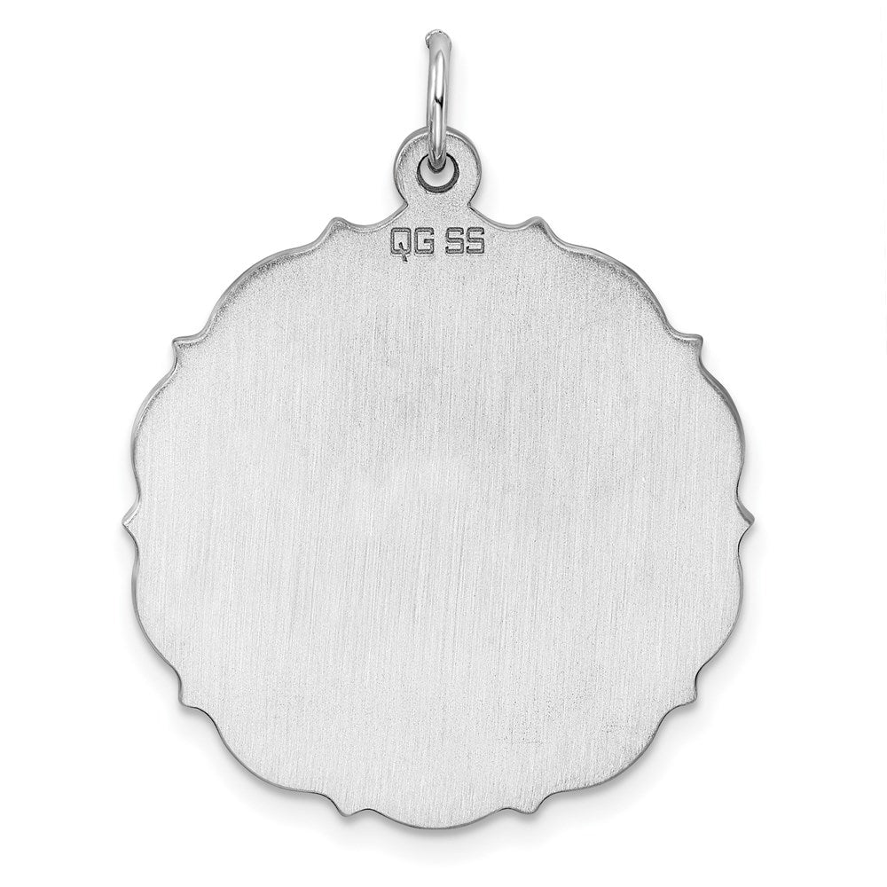 Sterling Silver Rh-plt Engraveable Polished Front/Satin Back Disc Charm