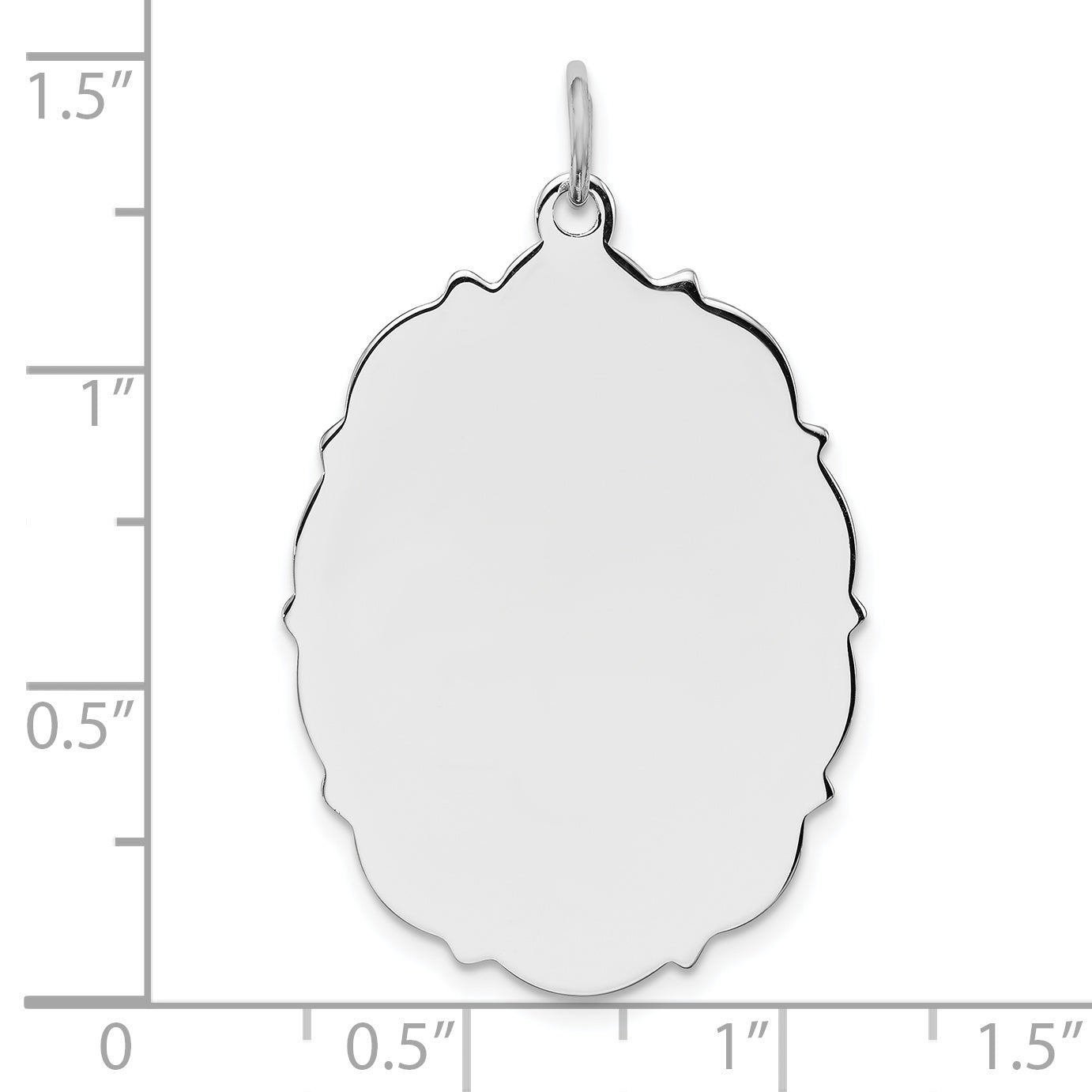 Sterling Silver Rh-plt Engraveable Polished Front/Satin Back Disc Charm