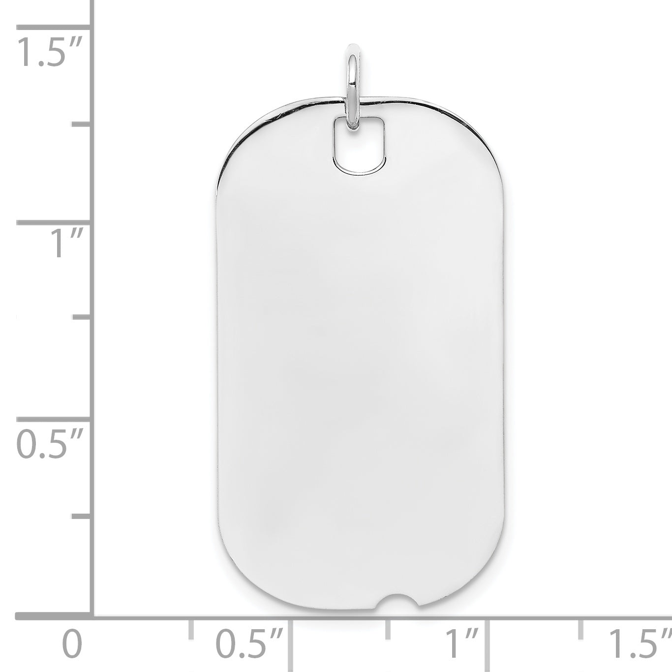 SS Rh-plt Engraveable Dog Tag Polished Front/Satin Back Disc Charm