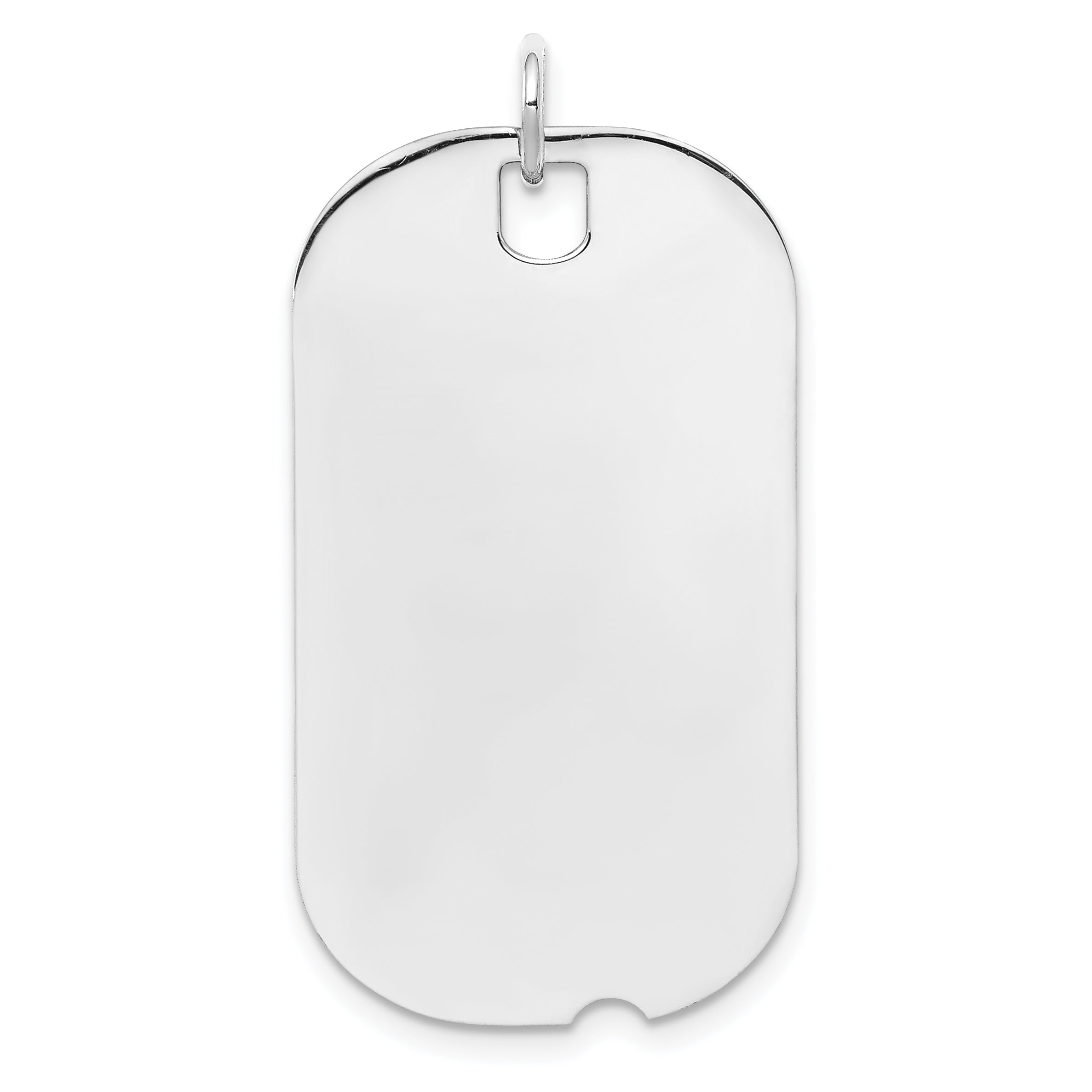 SS Rh-plt Engraveable Dog Tag Polished Front/Satin Back Disc Charm