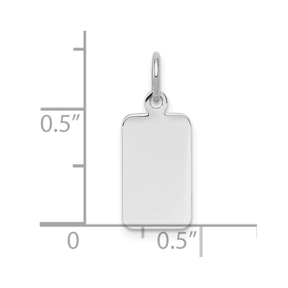 Sterl Silver Rh-plt Engraveable Rectangle Polished Front/Back Disc Charm