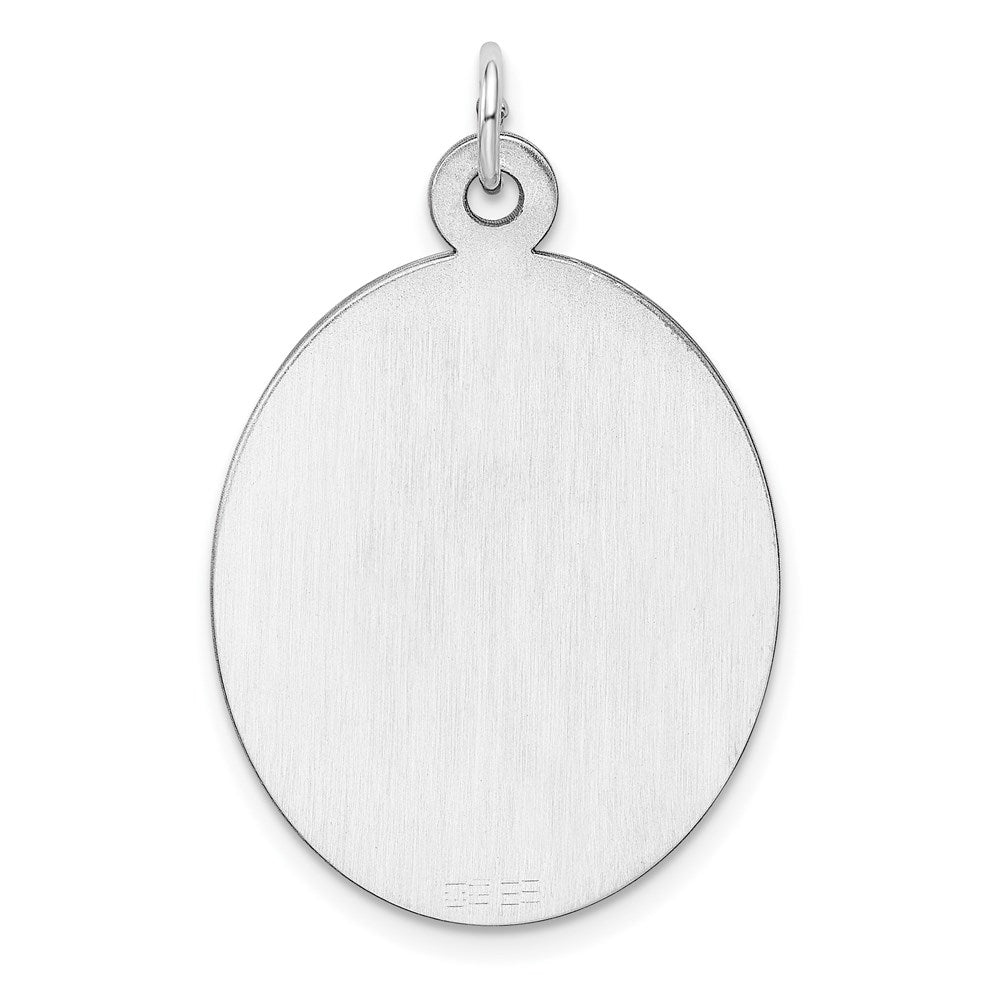 Sterling Silver Rhod-plate Eng. Oval Polish Front/Back Disc Charm