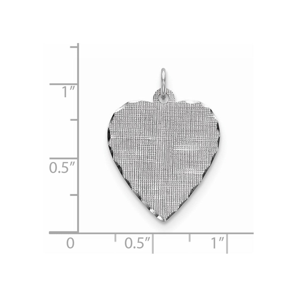 SS Rh-plt Engraveable Heart Patterned Polished Front/Satin Back Disc