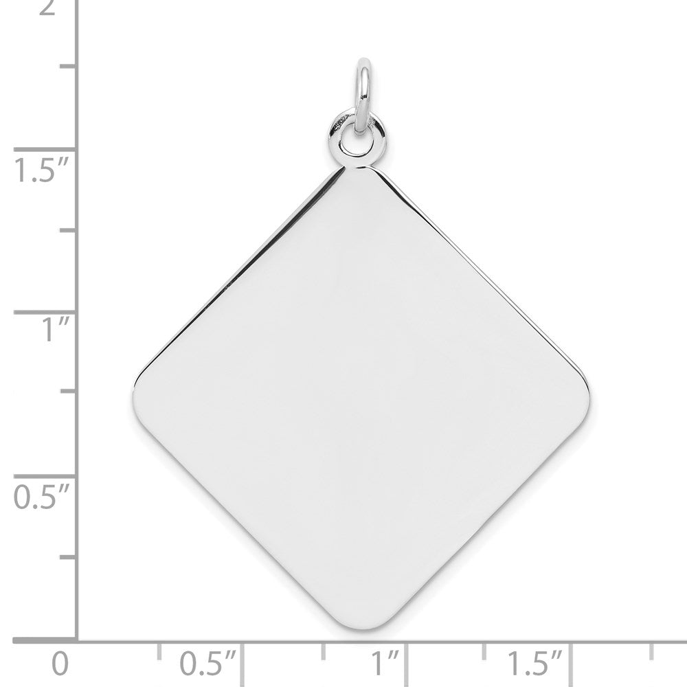 Sterling Silver Rh-plt Engraveable Polished Front/Satin Back Disc Charm