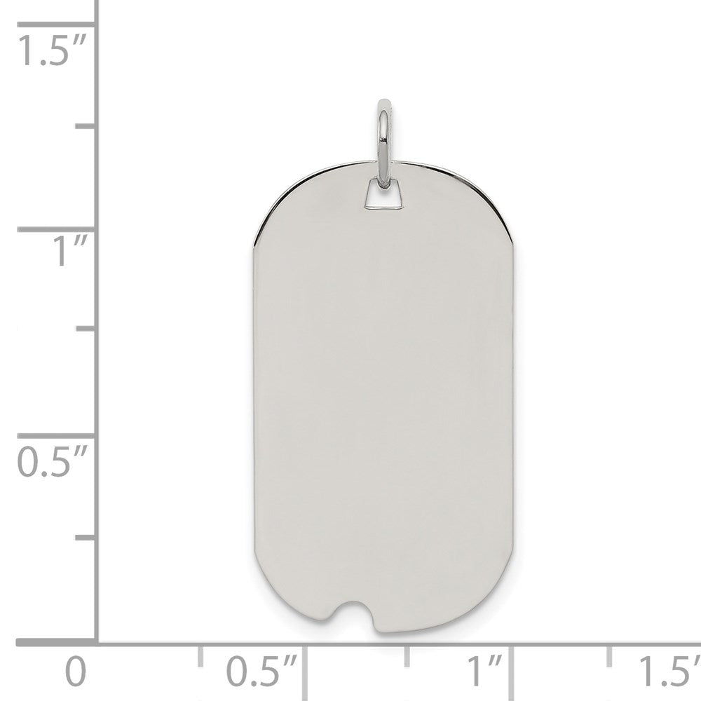 Sterling Silver Rhod-plate Eng. Dog Tag Polish Front/Satin Back Disc Charm