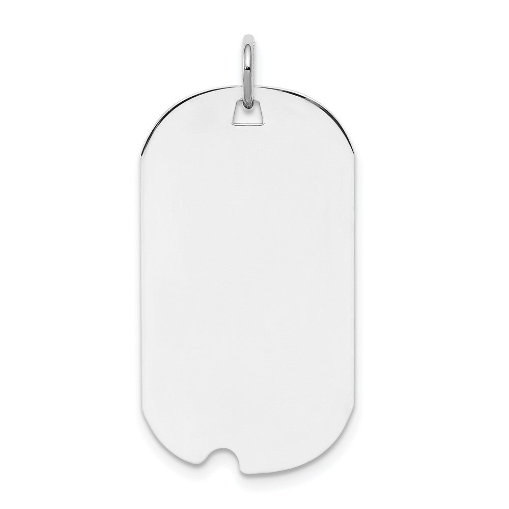 Sterling Silver Rhod-plate Eng. Dog Tag Polish Front/Satin Back Disc Charm