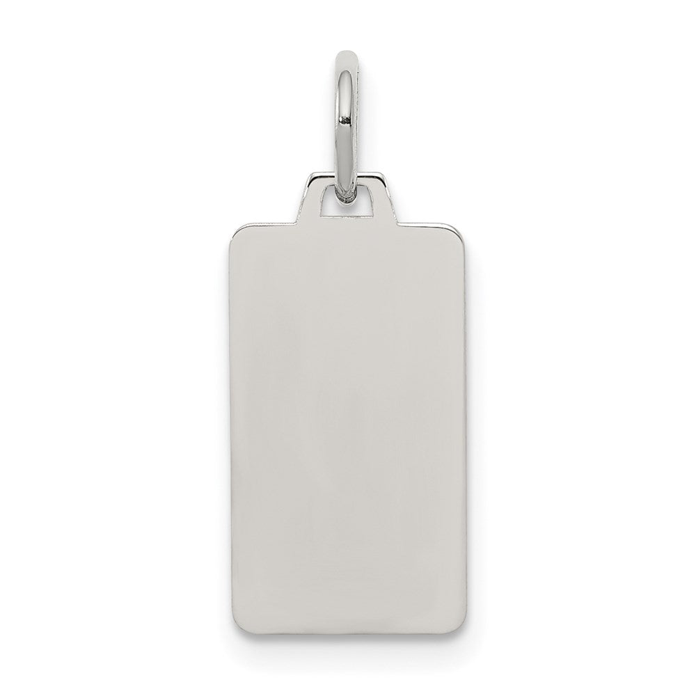 Sterling Silver Rhod-plate Eng. Rect. Polish Front/Satin Back Disc Charm