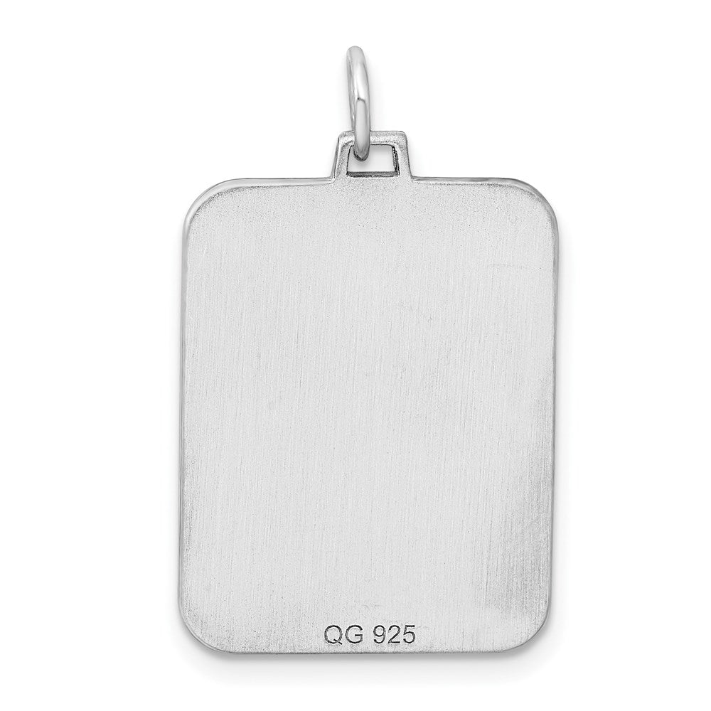 Sterling Silver Rhod-plate Eng. Rect. Polish Front/Satin Back Disc Charm