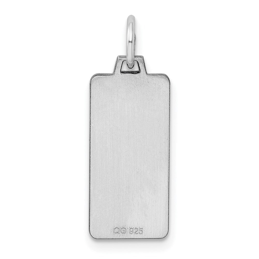 Sterling Silver Rhod-plate Eng. Rect. Polish Front/Satin Back Disc Charm
