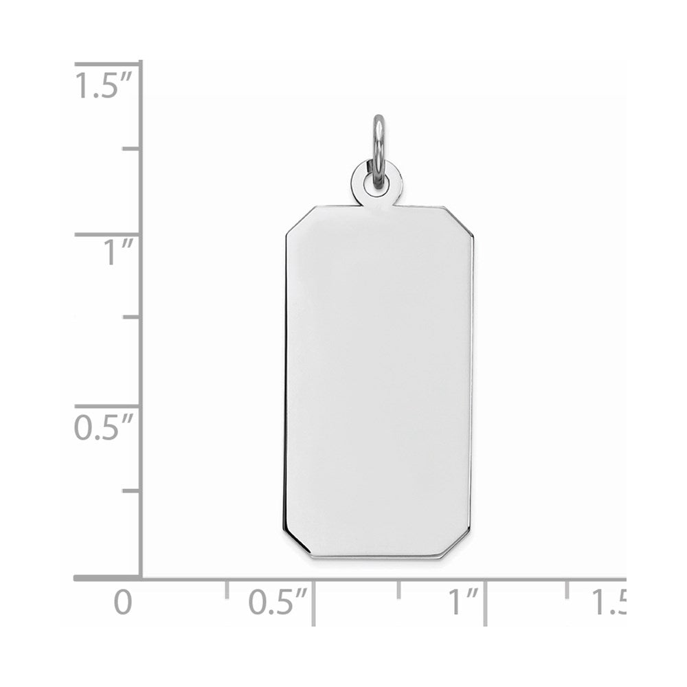 Sterling Silver Rhod-plate Eng. Rect. Polish Front/Satin Back Disc Charm