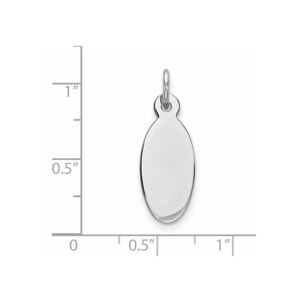 Sterling Silver Rhod-plate Eng. Oval Polish Front/Satin Back Disc Charm