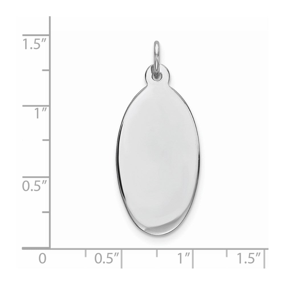 Sterling Silver Rhod-plate Eng. Oval Polish Front/Satin Back Disc Charm