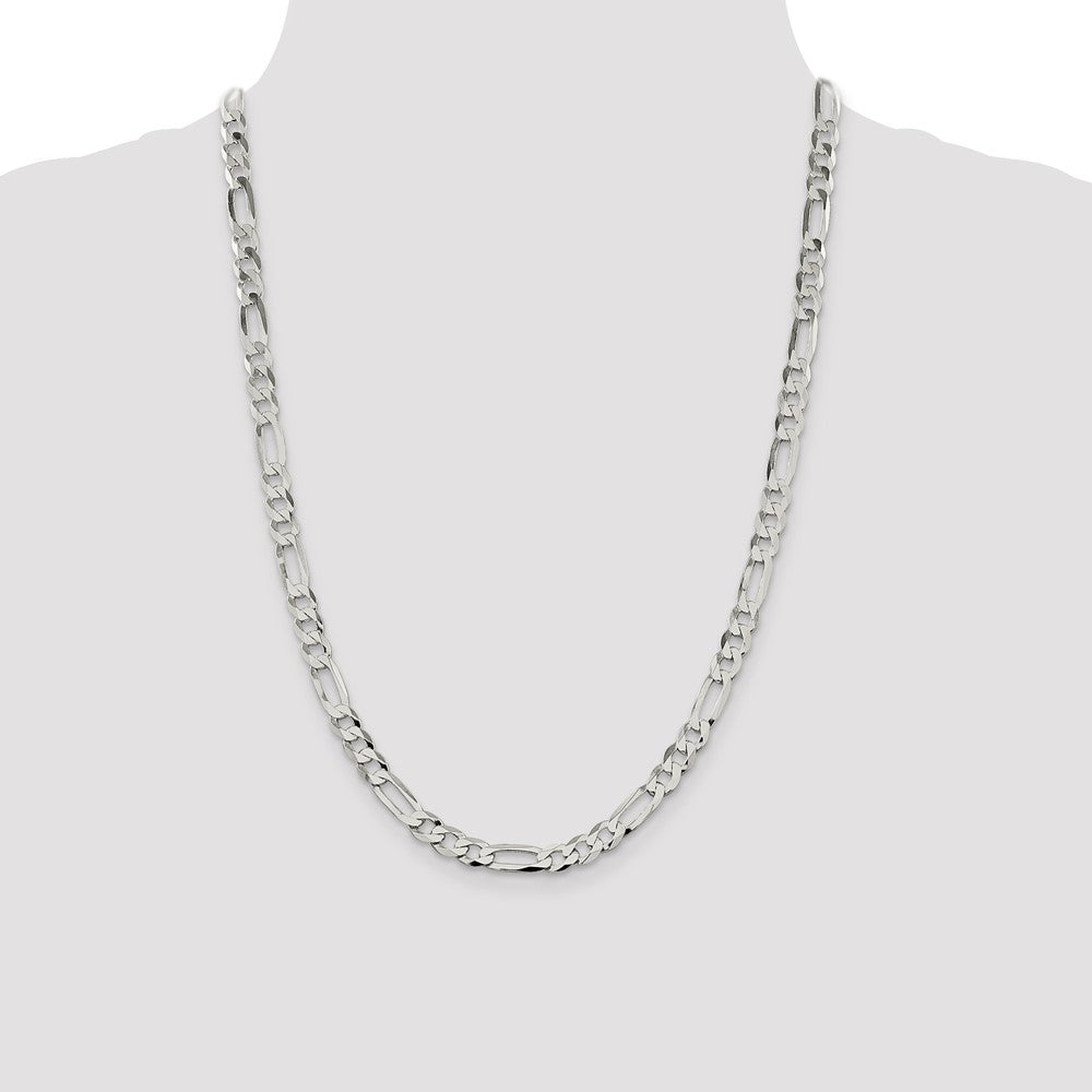 Sterling Silver 7.0mm Lightweight Flat Figaro Chain