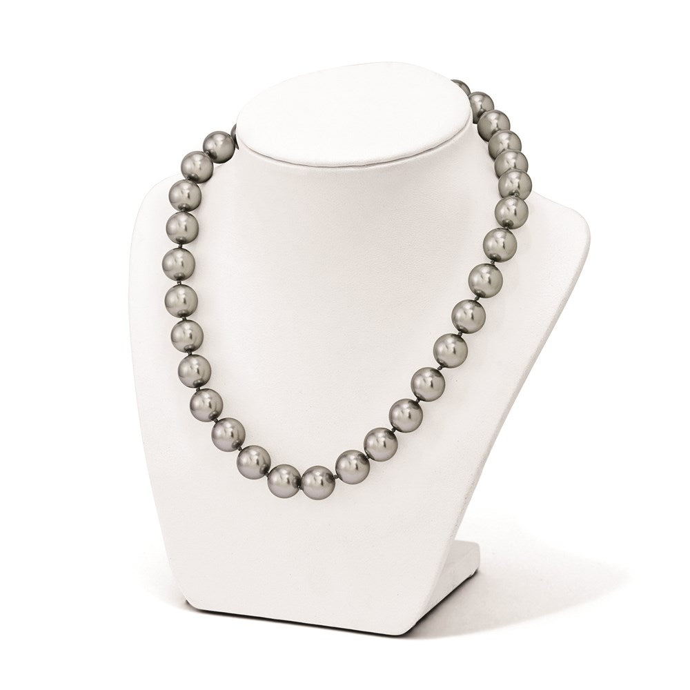 Majestik Sterling Silver Rhodium-plated 12-13mm Grey Imitation Shell Pearl Hand-knotted Necklace