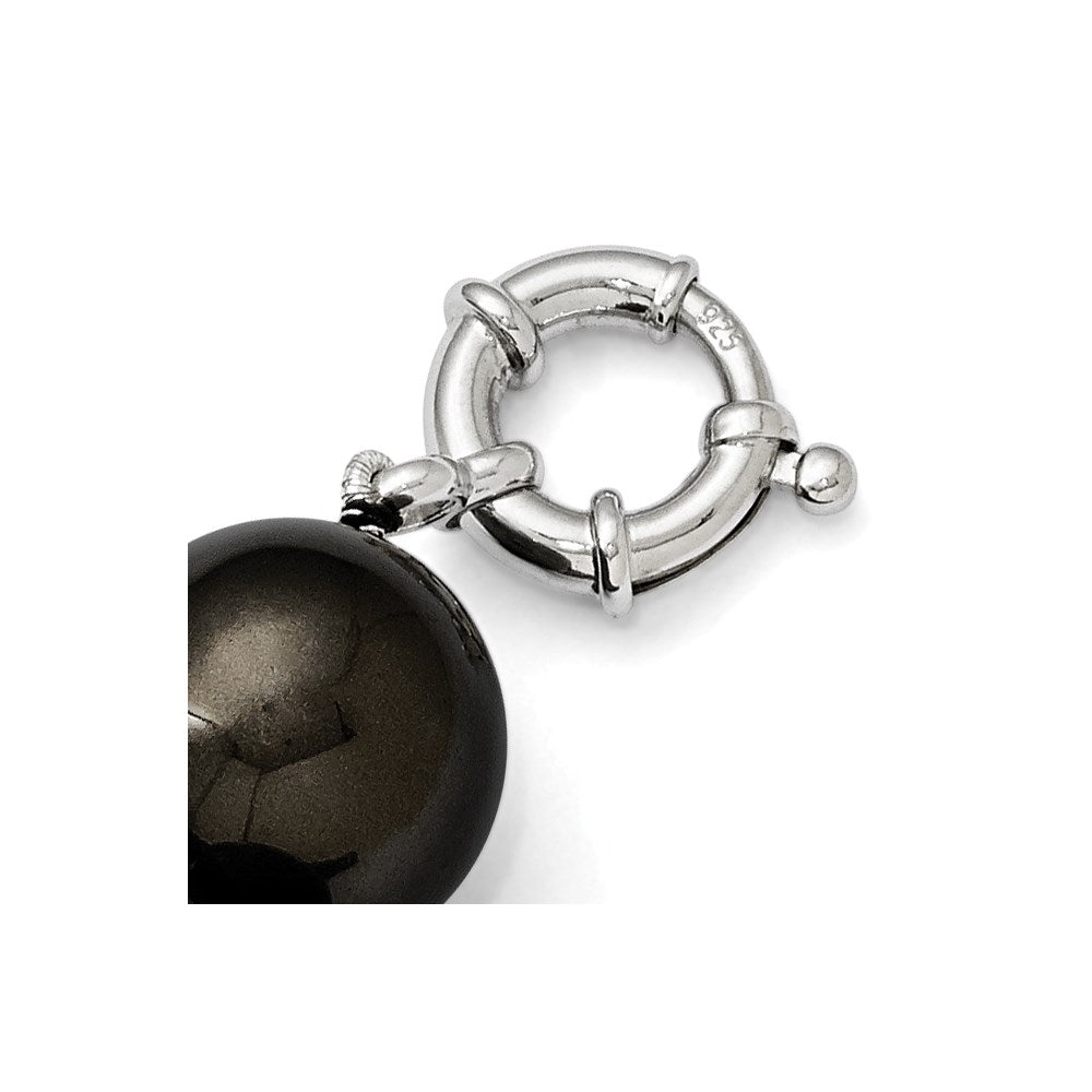 Sterling S Majestik Rh-pl 16-17mm Blk Imitat Shell Pearl Hand Knotted Neckl