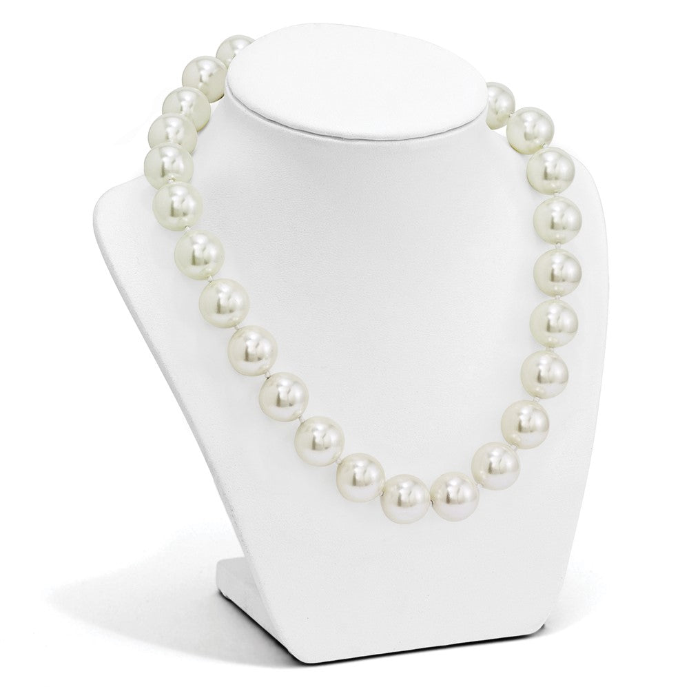 Majestik Sterling Silver Rhodium-plated 16-17mm White Imitation Shell Pearl Hand-knotted Necklace
