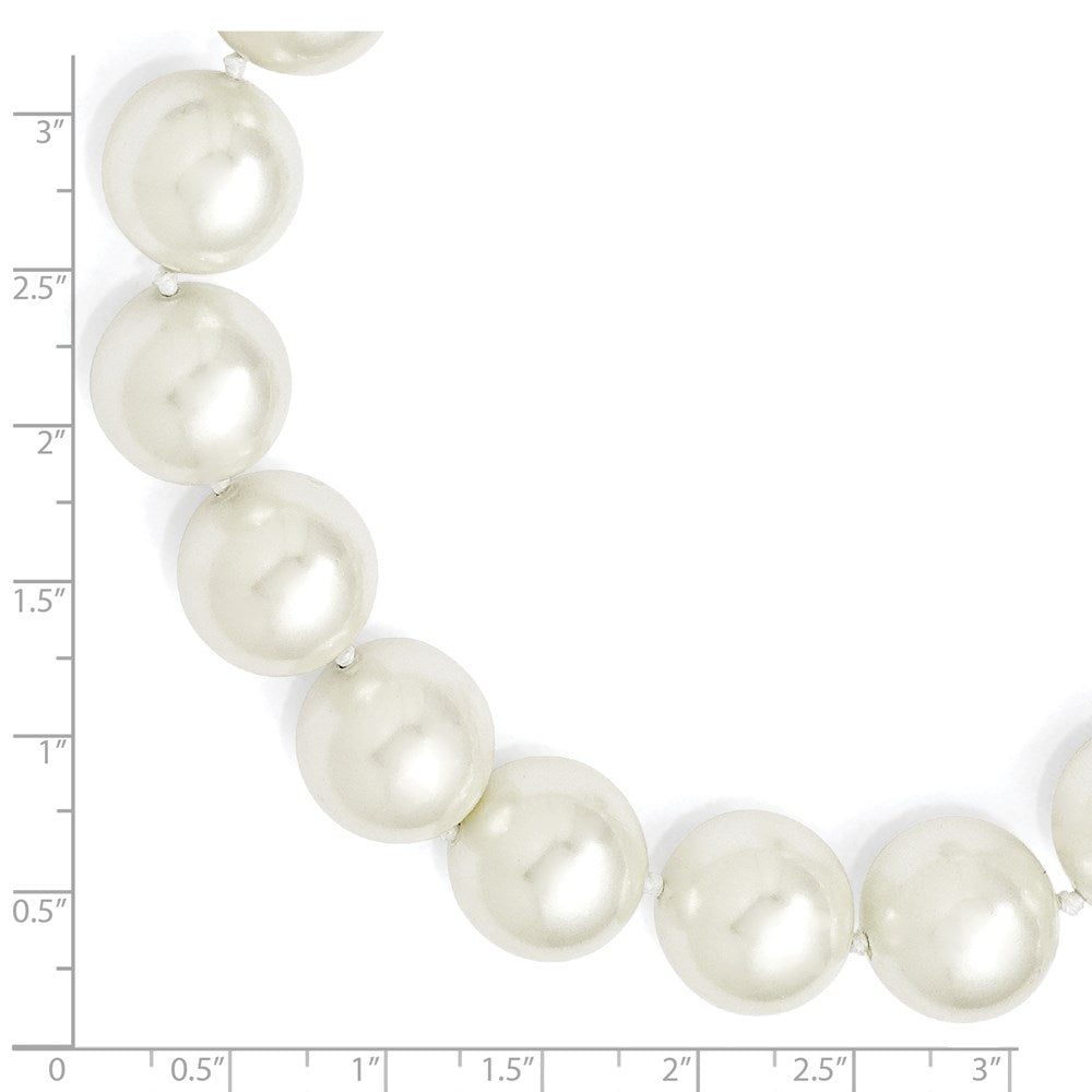 Majestik Sterling Silver Rhodium-plated 16-17mm White Imitation Shell Pearl Hand-knotted Necklace