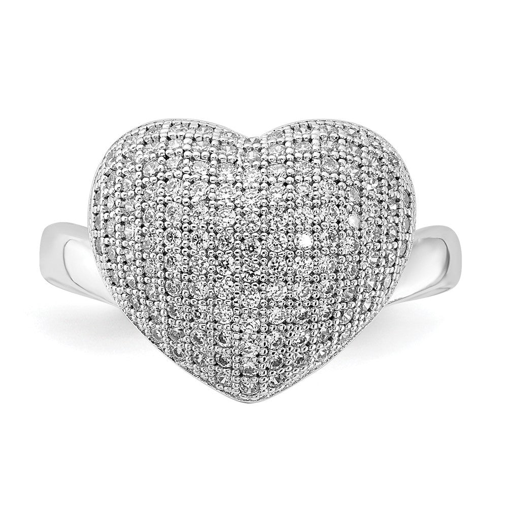 Sterling Silver & CZ Brilliant Embers Polished Heart Ring