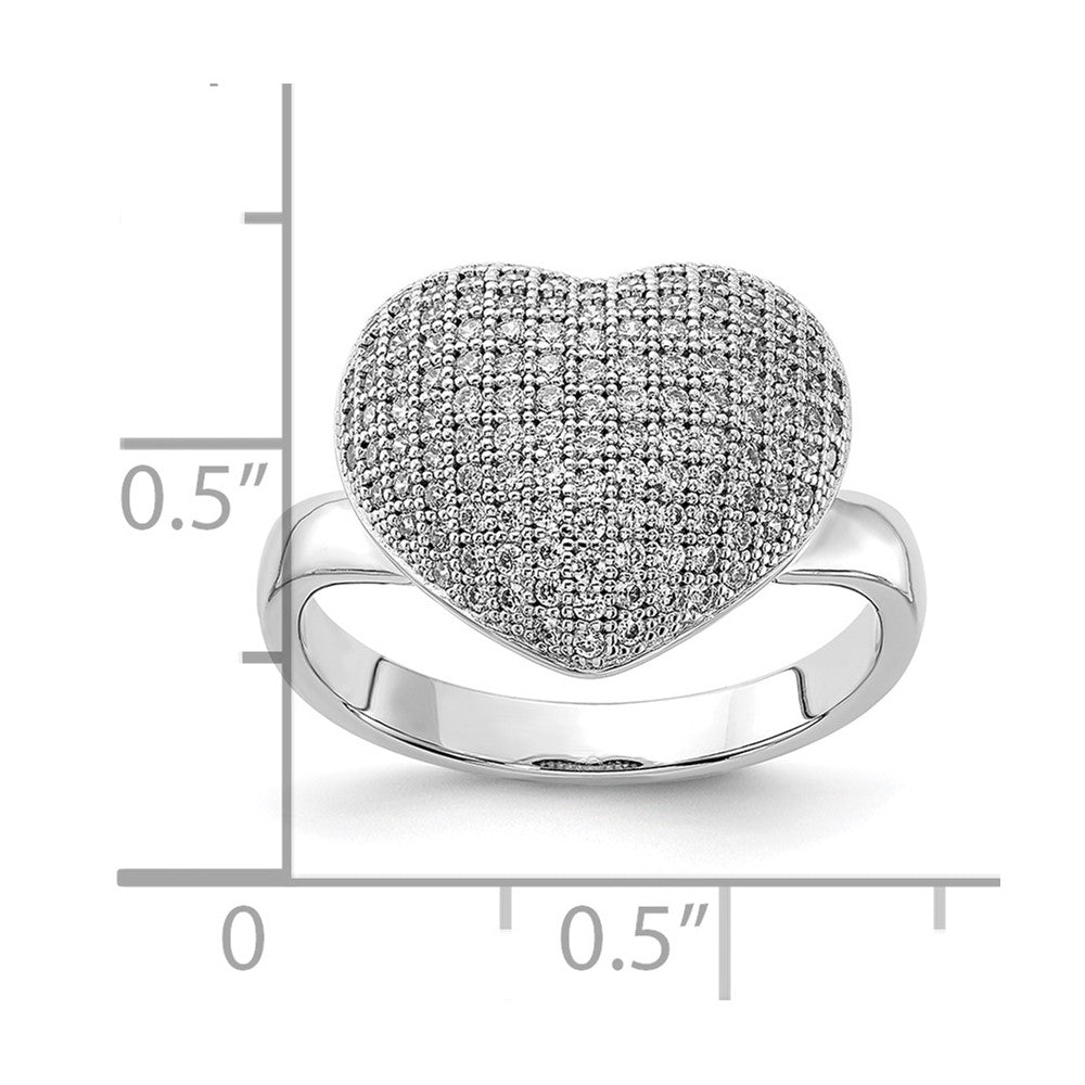 Sterling Silver & CZ Brilliant Embers Polished Heart Ring