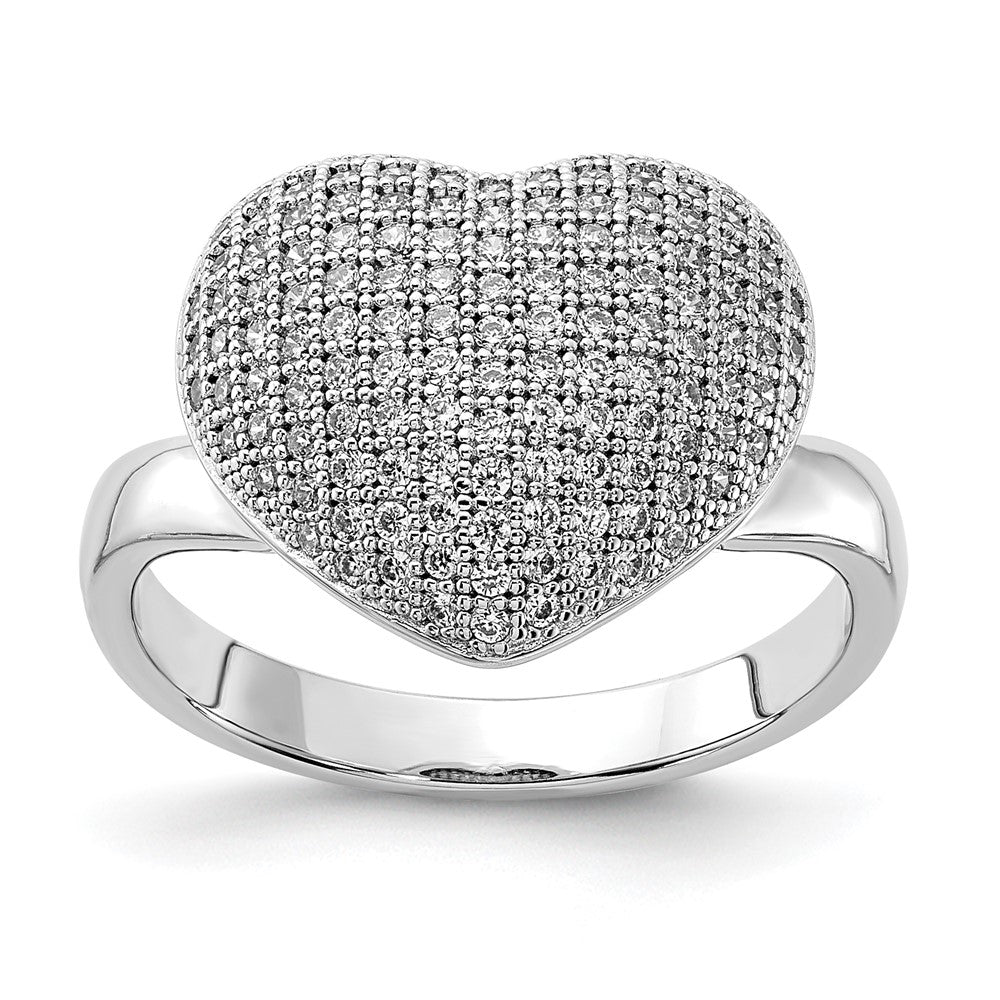 Sterling Silver & CZ Brilliant Embers Polished Heart Ring