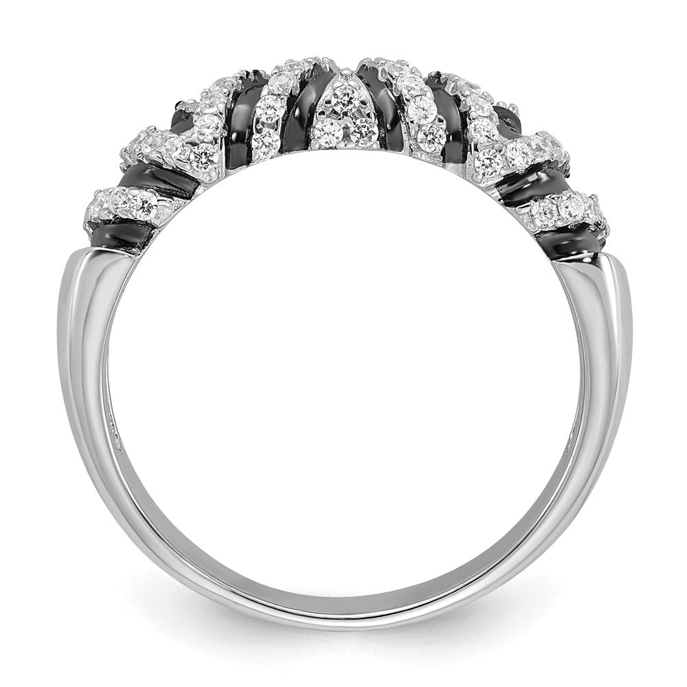 Sterling Silver w/ Black Rhodium & CZ True Fire Ring