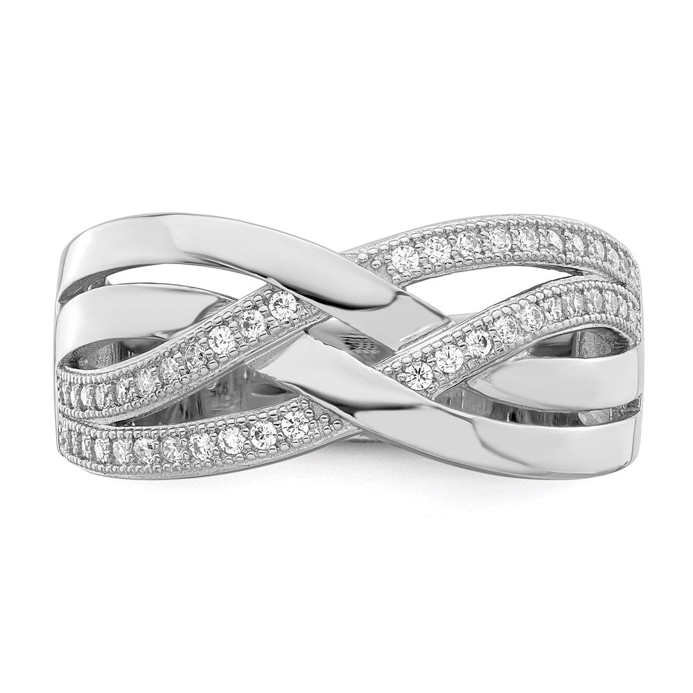 Brilliant Embers Sterling Silver Rhodium-plated 44 Stone Micro PavÇ CZ Polished Ring