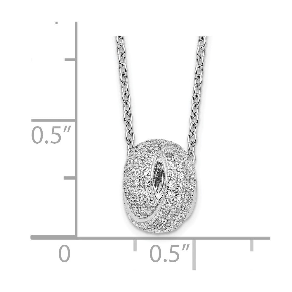Brilliant Embers Sterling Silver Rhodium-plated 122 Stone 18 inch Micro PavÇ CZ Love Knot Necklace with 2 Inch Extender