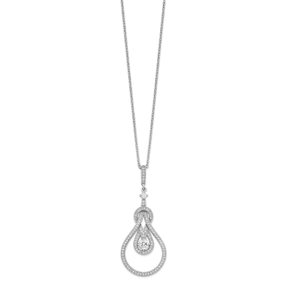 Brilliant Embers Sterling Silver Rhodium-plated 109 Stone 18 inch Micro PavβΓ‘ CZ Polished Necklace with 2 Inch Extender