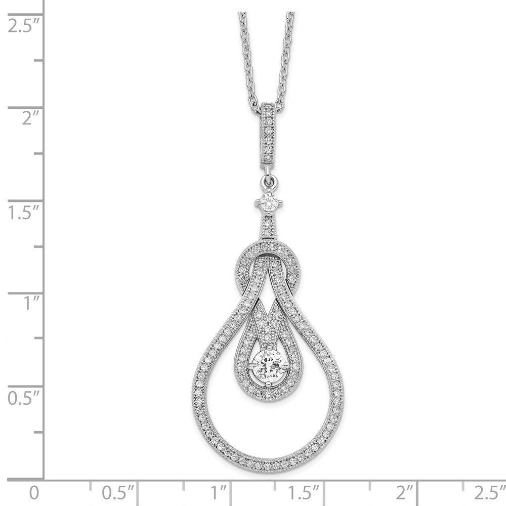 Brilliant Embers Sterling Silver Rhodium-plated 109 Stone 18 inch Micro PavÇ CZ Polished Necklace with 2 Inch Extender