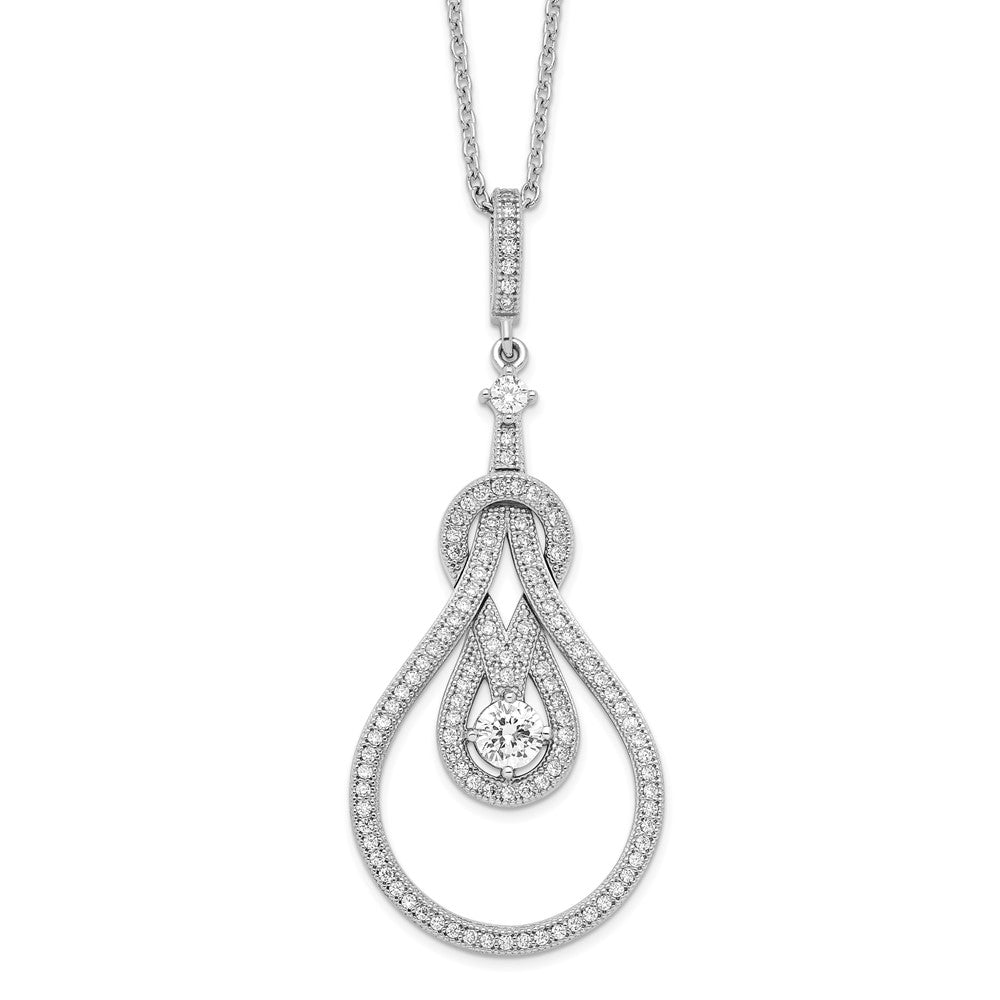 Brilliant Embers Sterling Silver Rhodium-plated 109 Stone 18 inch Micro PavβΓ‘ CZ Polished Necklace with 2 Inch Extender
